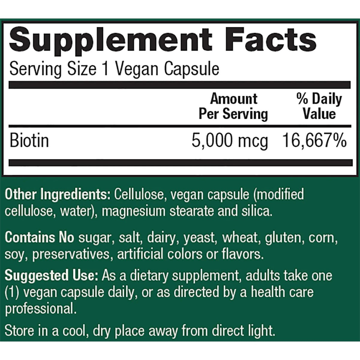 PlantFusion Vegan Biotin 5000 mcg 120 Veg Caplet