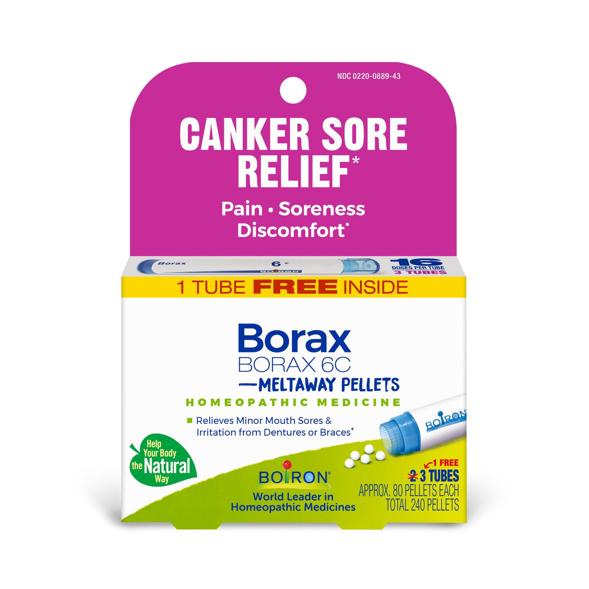 Boiron Borax 6C 3 MDT Homeopathic Medicine For Canker Sore Relief 3 Tubes Box