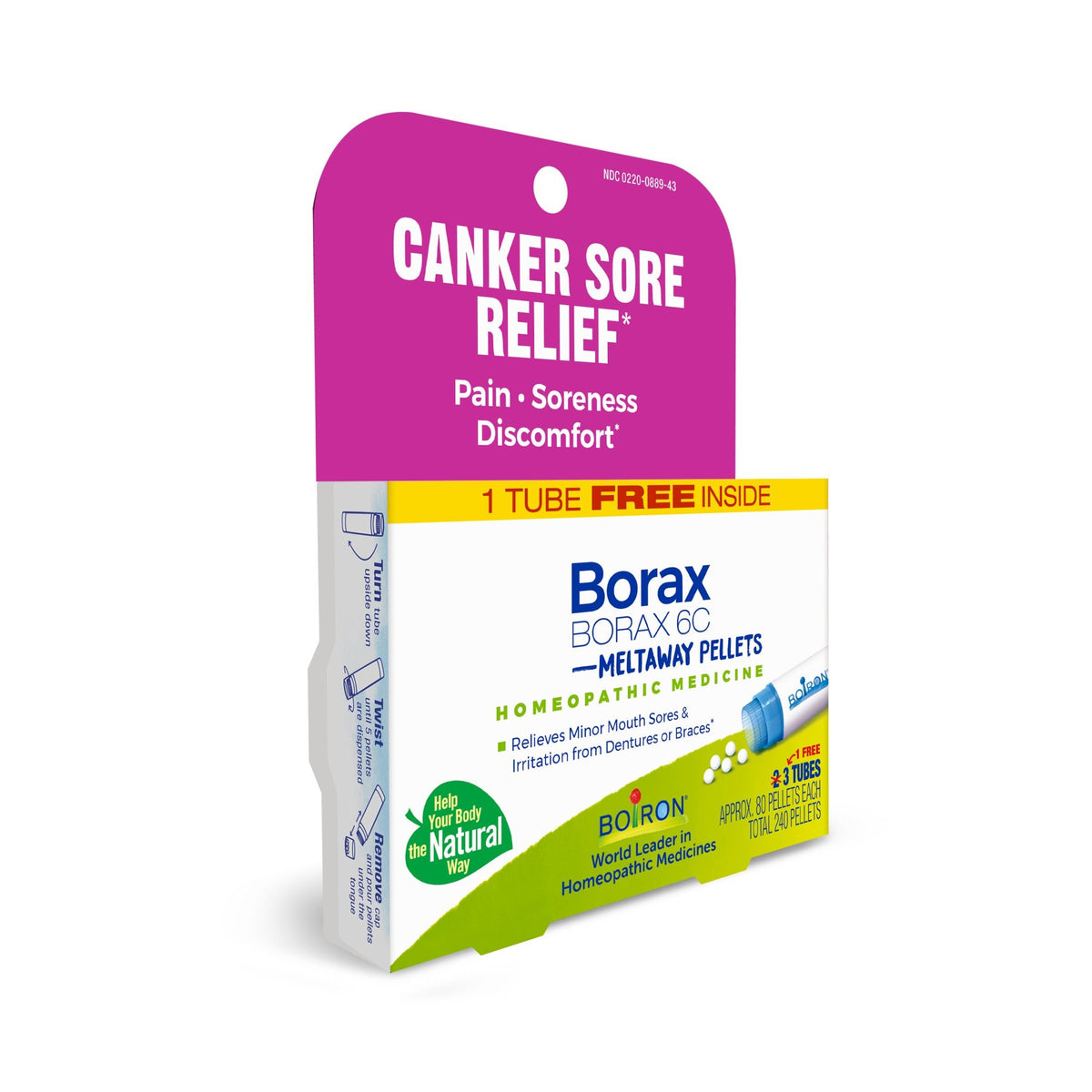 Boiron Borax 6C 3 MDT Homeopathic Medicine For Canker Sore Relief 3 Tubes Box