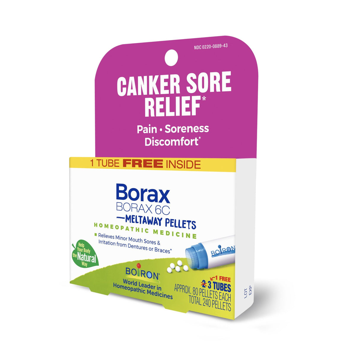 Boiron Borax 6C 3 MDT Homeopathic Medicine For Canker Sore Relief 3 Tubes Box