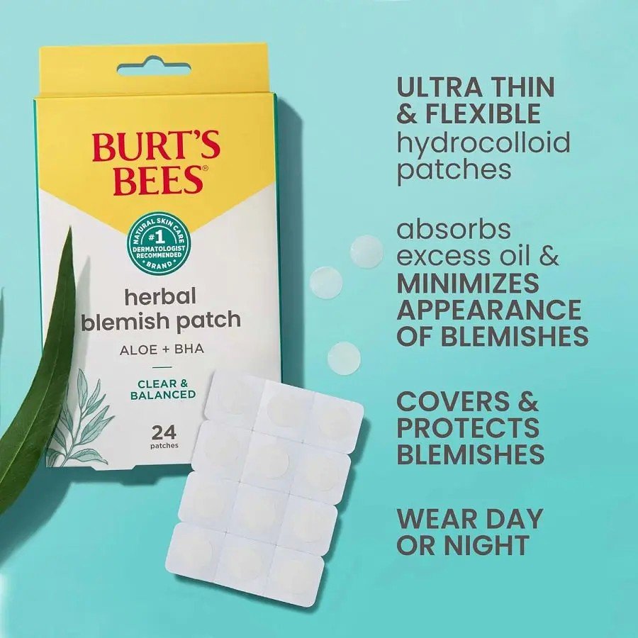 Burt&#39;s Bees Clear &amp; Balanced Herbal Blemish Patches 24 ct Box