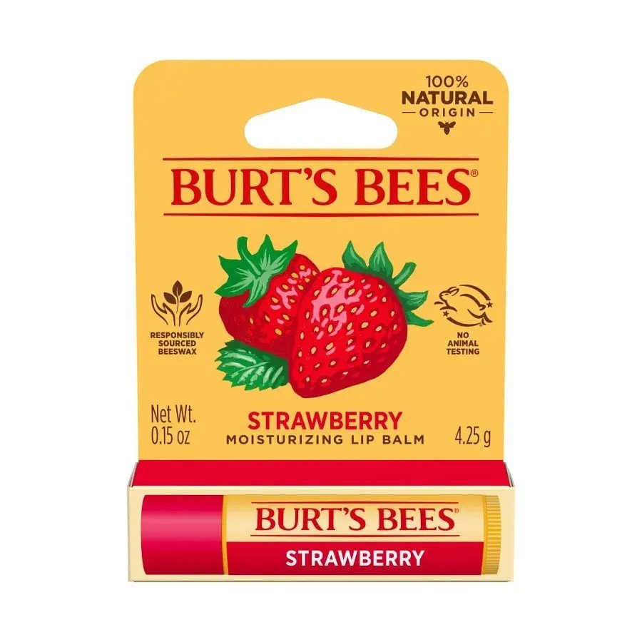 Burt's Bees Strawberry Lip Balm in Blister Box 0.15 oz. Lip Balm