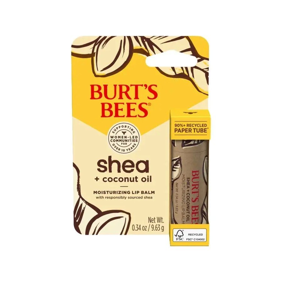 Burt's Bees Shea + Coconut Oil Paper Tube Moisturizing Lip Balm in Blister Box 0.34 oz Lip Balm