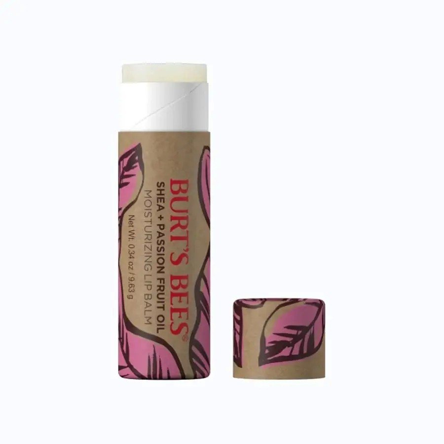 Burt&#39;s Bees Shea Passion Fruit Paper Tube Moisturizing Lip Balm in Blister Box 0.34 oz Lip Balm