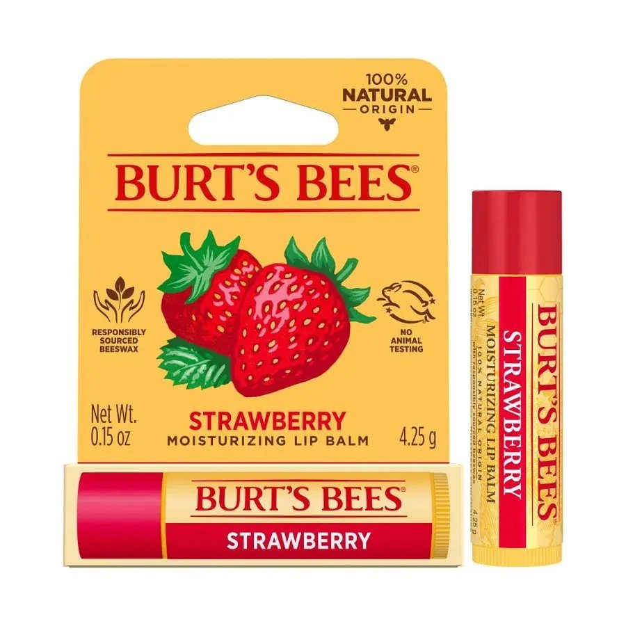 Burt&#39;s Bees Strawberry Lip Balm in Blister Box 0.15 oz. Lip Balm