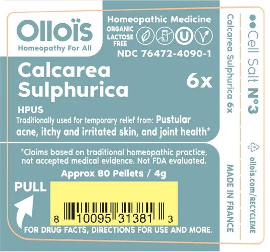 Ollois Homeopathics Cell Salt #3 - Calcarea Sulphurica  6x - Organic &amp; Vegan 80 Pellet