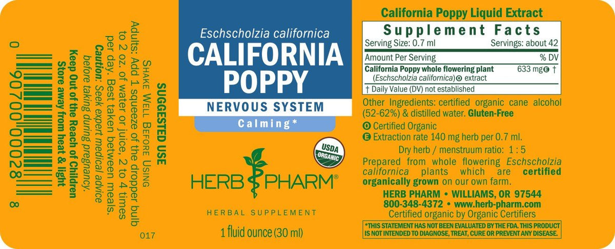 Herb Pharm California Poppy Extract 1 oz Liquid