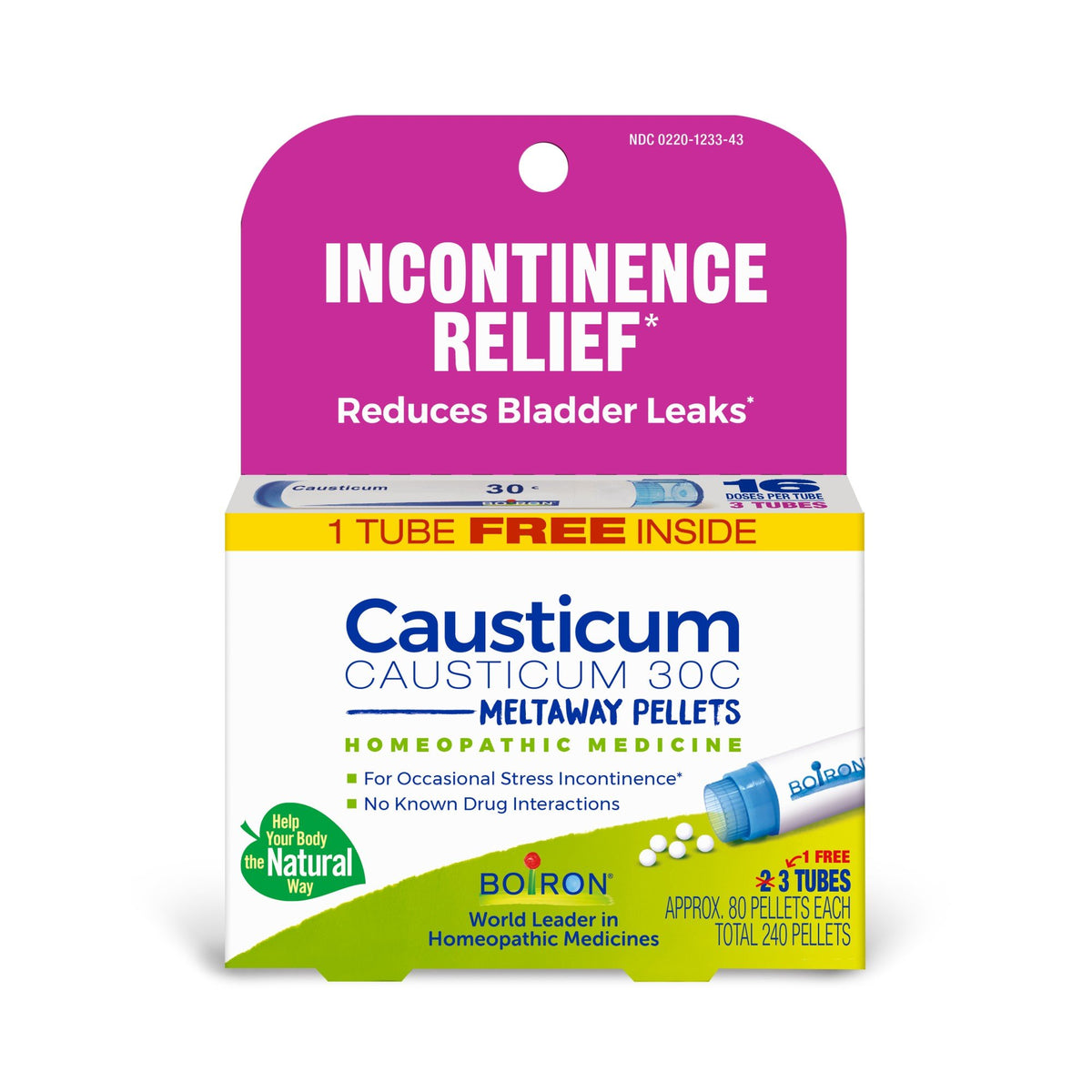 Boiron Causticum 30C 3 MDT Homeopathic Medicine For Incontinence Relief 3 Tubes Box