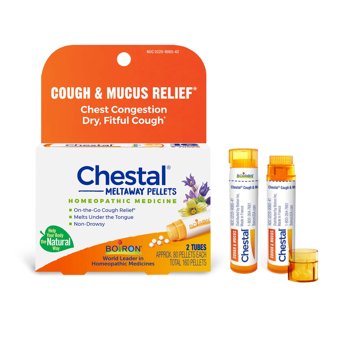 Boiron Chestal Pellets 2 MDT Homeopathic Medicine For Cough & Mucus Relief 2 Tubes Pellet