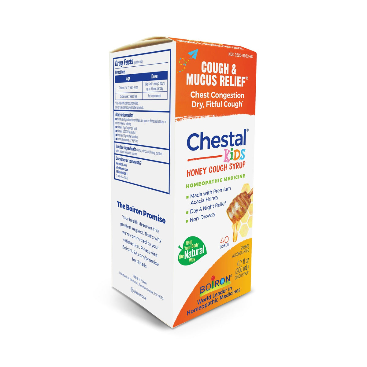 Boiron Chestal Kids Honey Homeopathic Medicine For Cough &amp; Chest Congestion 6.7 fl oz Liquid