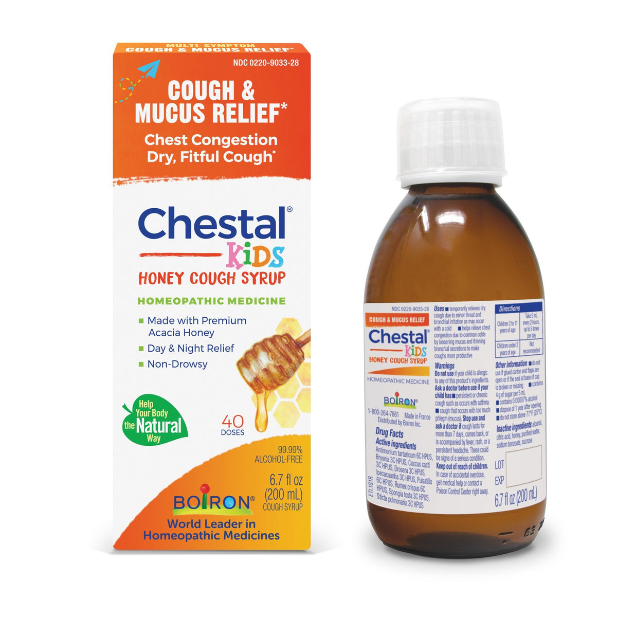 Boiron Chestal Kids Honey Homeopathic Medicine For Cough & Chest Congestion 6.7 fl oz Liquid