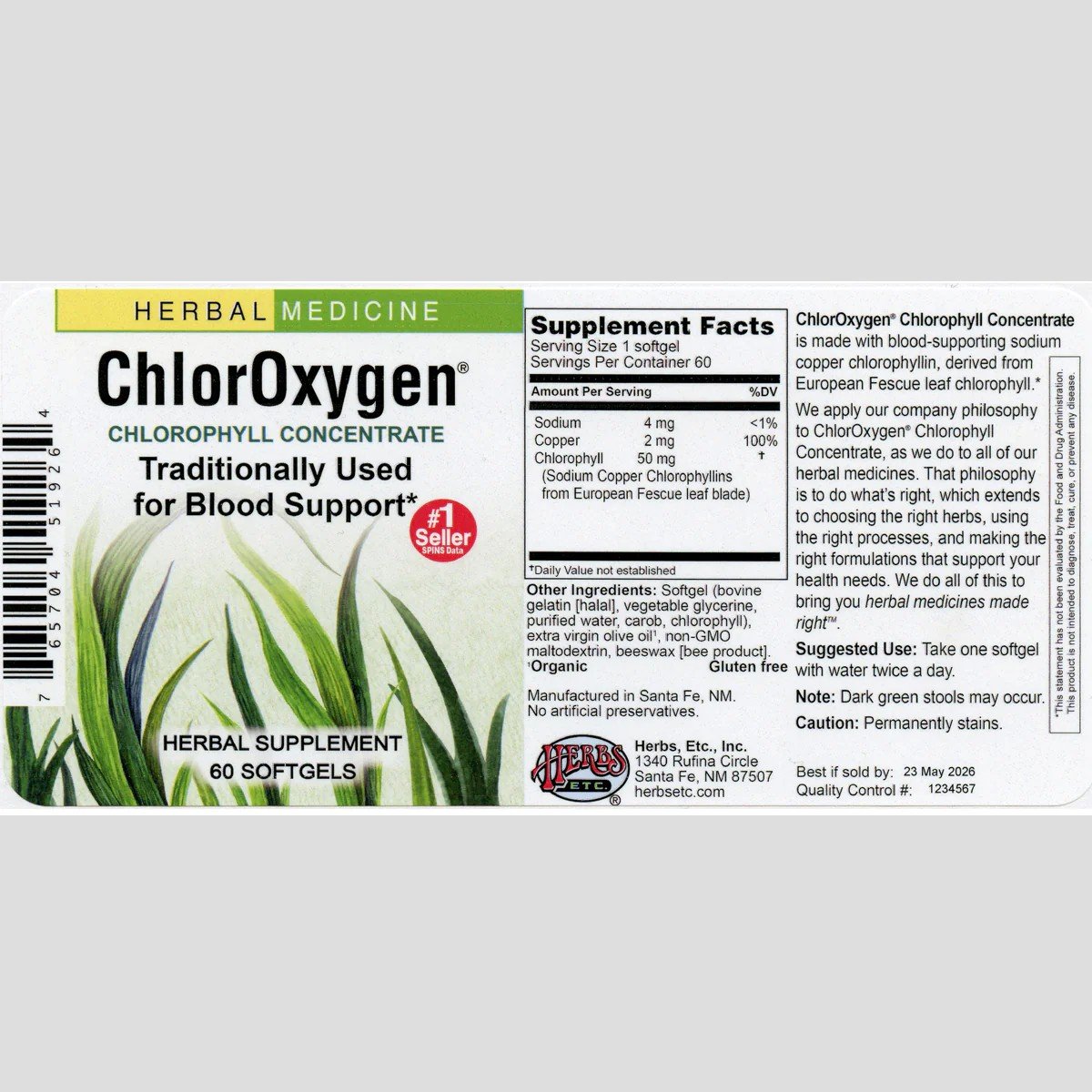 Herbs Etc ChlorOxygen 60 Softgel