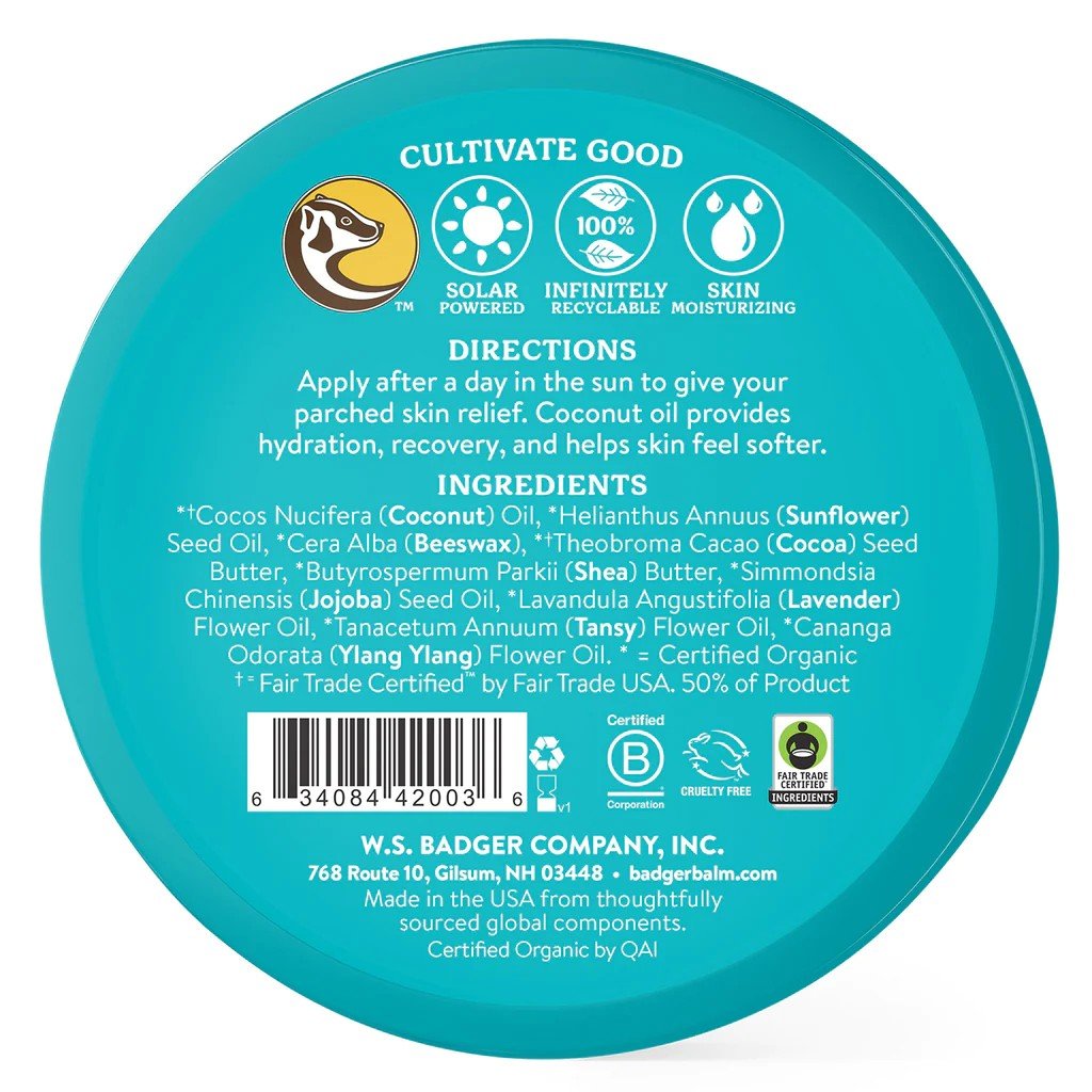 Badger Coconut After Sun Balm Tin 2 oz Balm