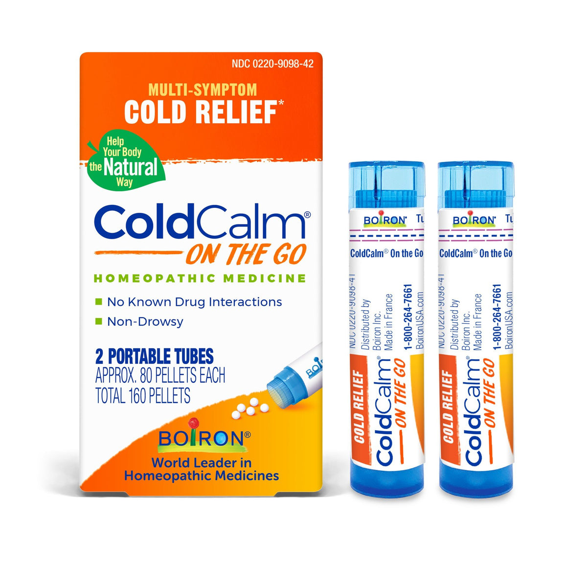 Boiron ColdCalm Pellets On the Go Homeopathic Medicine For Multi-Symptom Cold Relief 160 Pellet