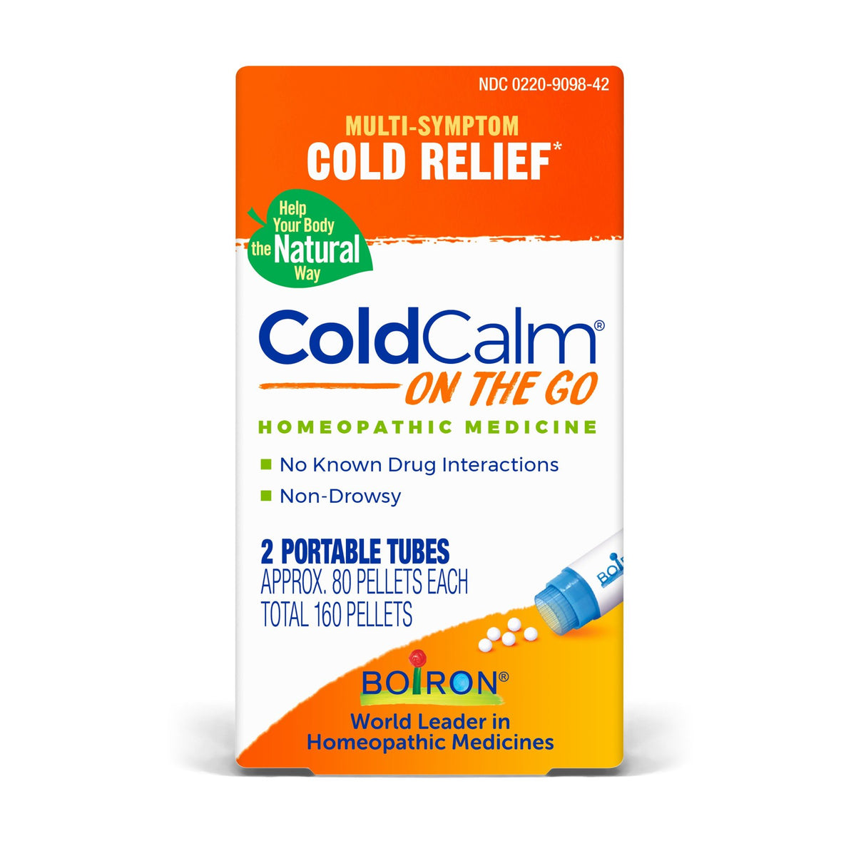 Boiron ColdCalm Pellets On the Go Homeopathic Medicine For Multi-Symptom Cold Relief 160 Pellet