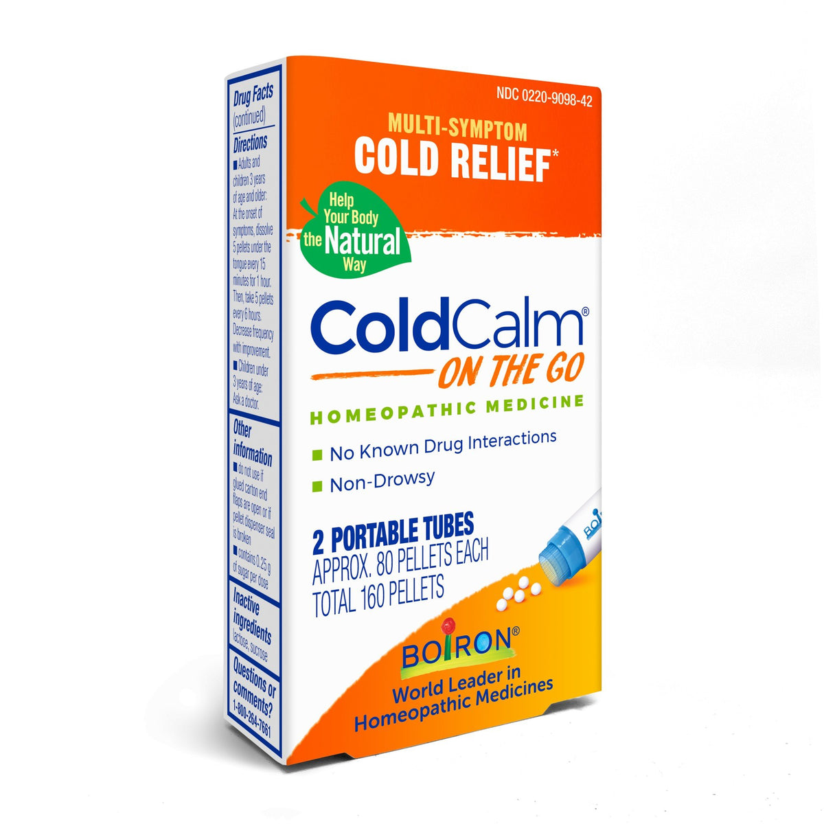 Boiron ColdCalm Pellets On the Go Homeopathic Medicine For Multi-Symptom Cold Relief 160 Pellet