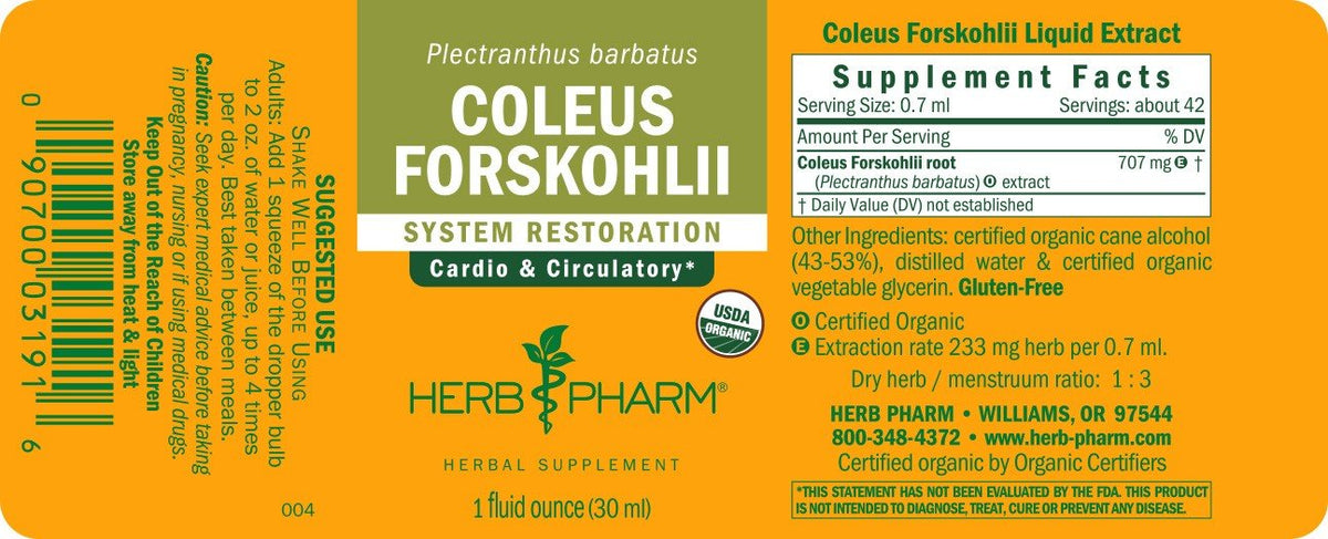 Herb Pharm Coleus Forskohlii 1 oz Liquid