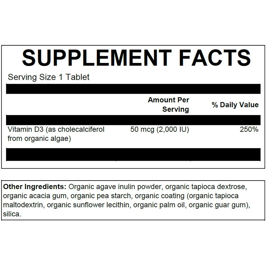 PlantFusion Vegan Organic Vitamin D3 50 mcg (2,000 IU) 60 Tablet