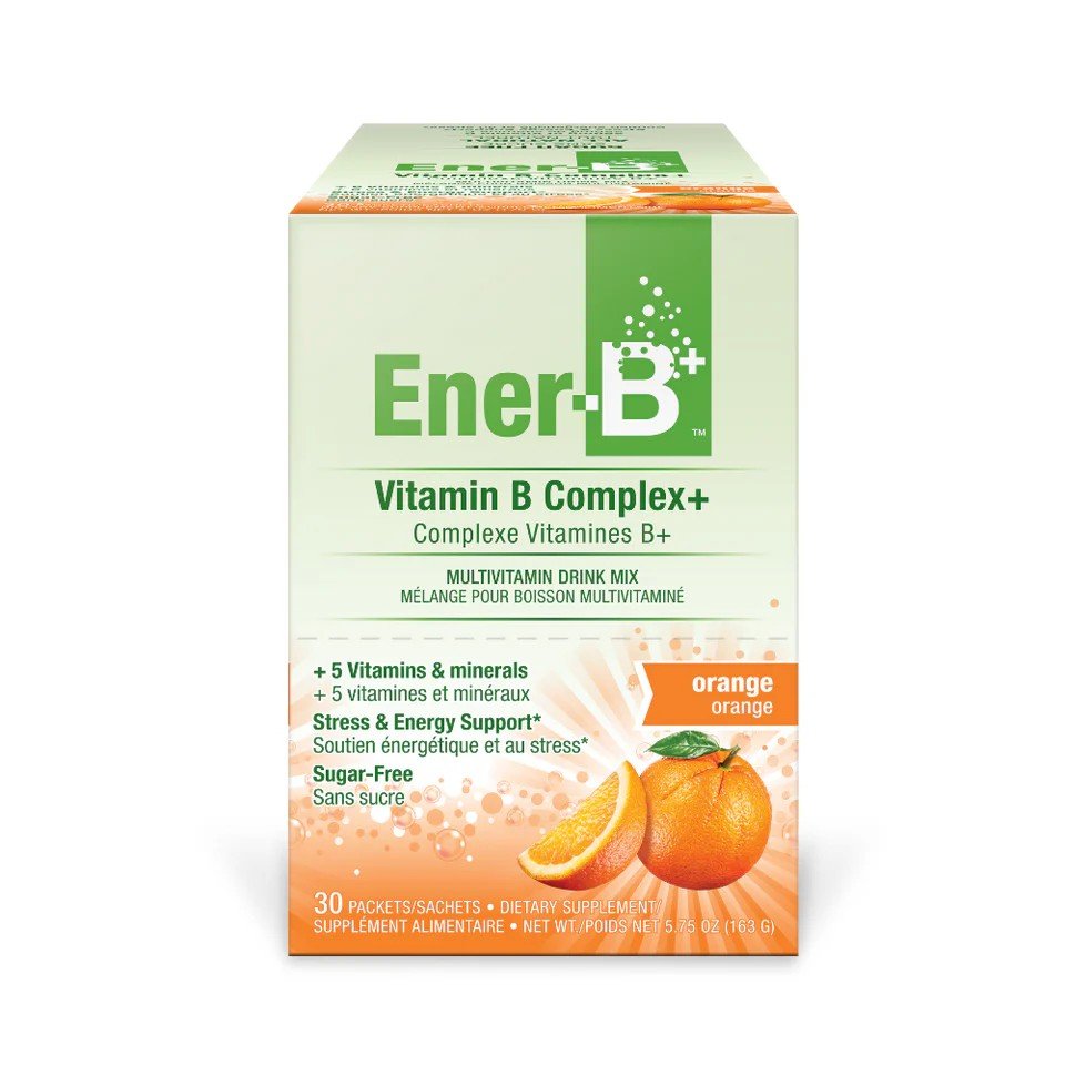 Ener-Life Ener-B+-Vitamin B Complex Drink Mix-Orange-30 Count 5.75 oz(163 g) Powder