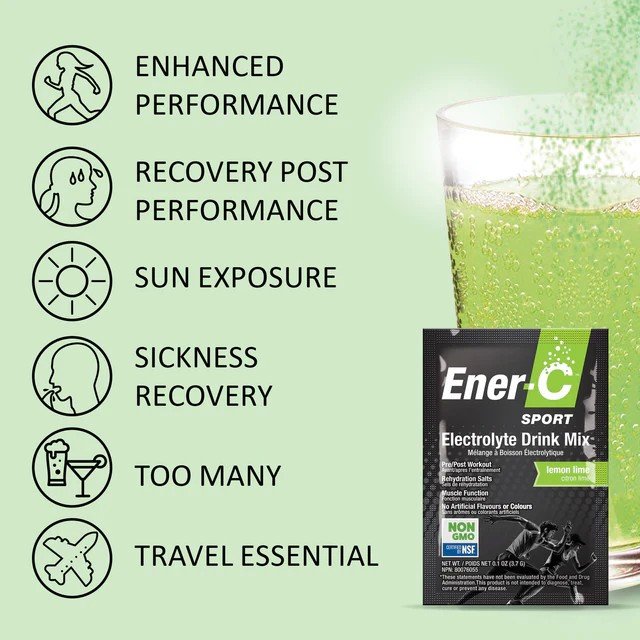 Ener-Life Ener-IV+-Electrolyte Drink Mix-Lemon Lime-12 Count 1.57 oz (44.4 g) Powder