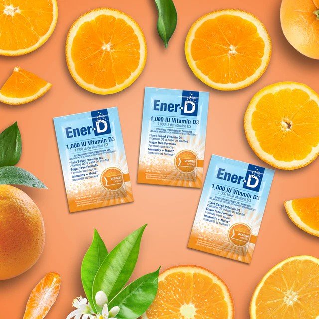 Ener-Life Ener-D+-Vitamin D Drink Mix-1,000 IU of Vitamin D3-Orange-30 Count 5.15 oz(146 g) Powder