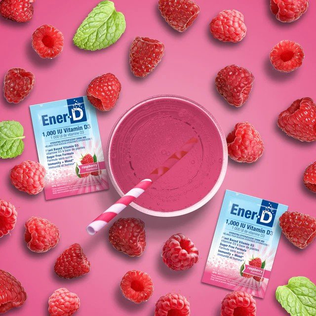 Ener-Life Ener-D+-Vitamin D Drink Mix-1,000 IU of Vitamin D3-Raspberry-30 Count 5.15 oz(146 g) Powder