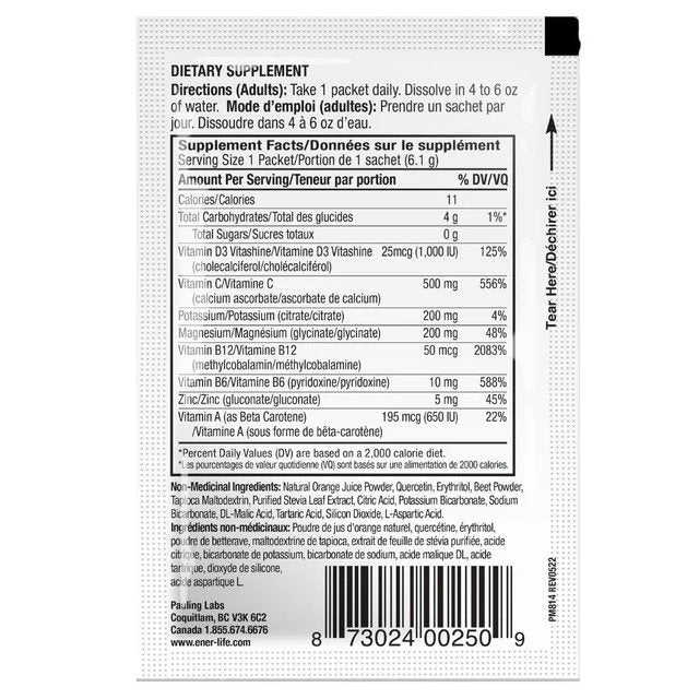 Ener-Life Ener-D+-Vitamin D Drink Mix-1,000 IU of Vitamin D3-Orange-30 Count 5.15 oz(146 g) Powder