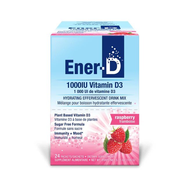 Ener-Life Ener-D+-Vitamin D Drink Mix-1,000 IU of Vitamin D3-Raspberry-30 Count 5.15 oz(146 g) Powder