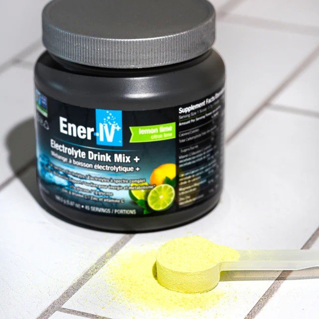 Ener-Life Ener-IV+-Electrolyte Drink Mix Tub-Lemon Lime-45 Servings 5.44 oz(154.35 g) Powder