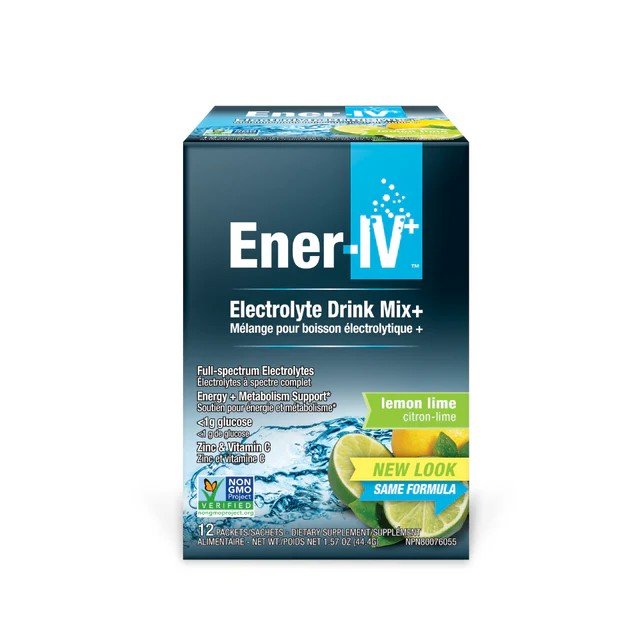 Ener-Life Ener-IV+-Electrolyte Drink Mix-Lemon Lime-12 Count 1.57 oz (44.4 g) Powder