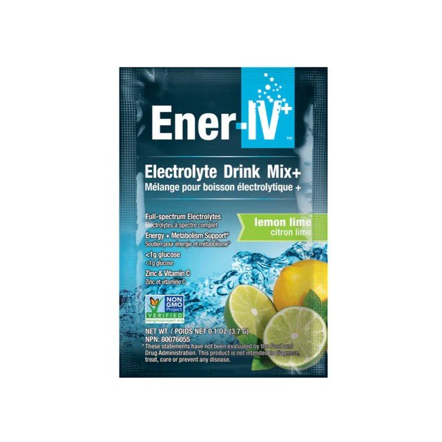 Ener-Life Ener-IV+-Electrolyte Drink Mix-Lemon Lime-12 Count 1.57 oz (44.4 g) Powder