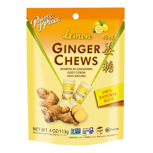 Prince Of Peace Ginger Chews Lemon 4 oz Bag