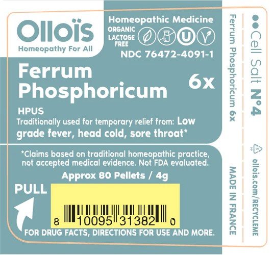 Ollois Homeopathics Cell Salt #4 - Ferrum Phosphoricum 6x - Organic &amp; Vegan 80 Pellet