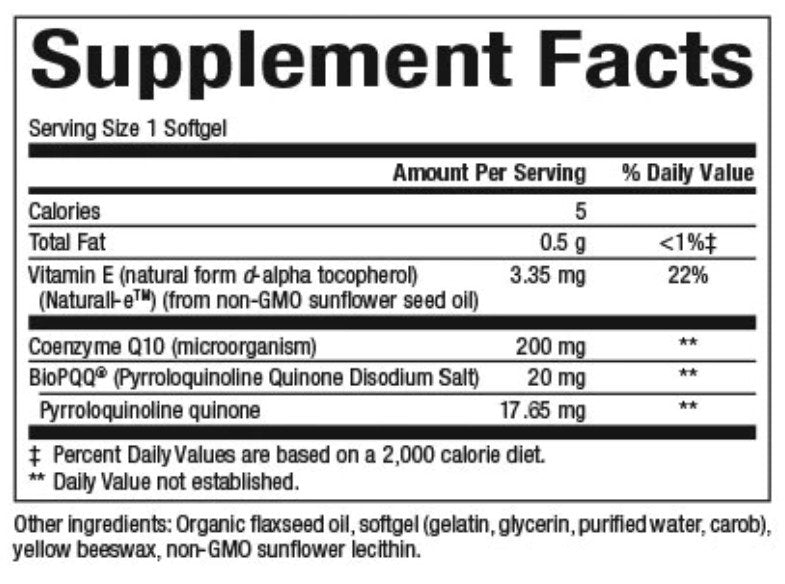 Natural Factors PQQ-10 Ubiquinol 100 mg/PQQ 10 mg 30 Softgel