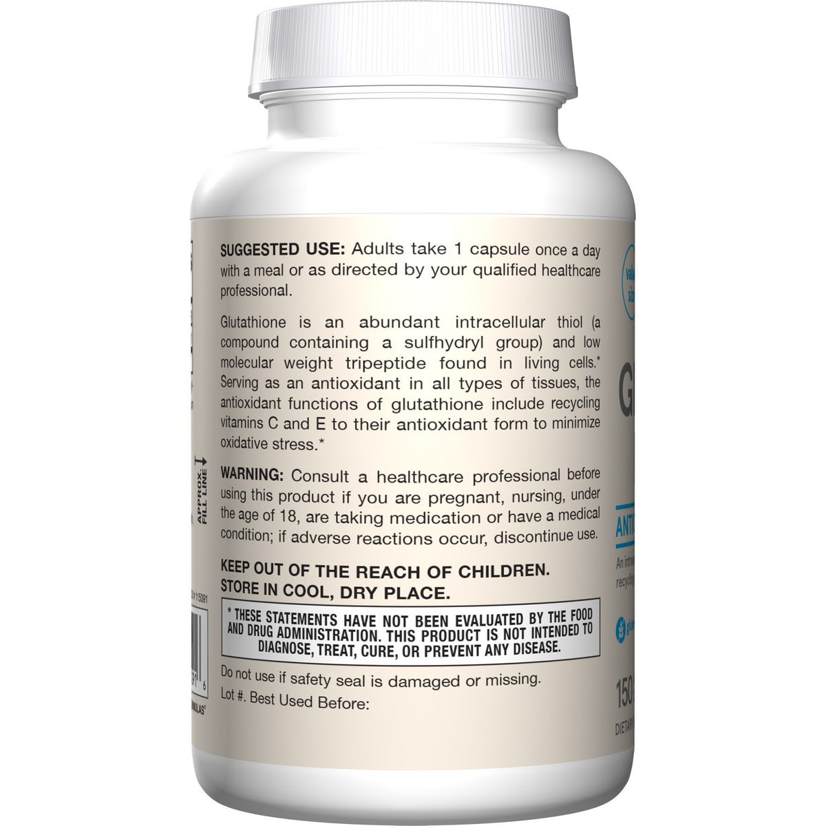 Jarrow Formulas Reduced Glutathione 500mg 150 VegCap