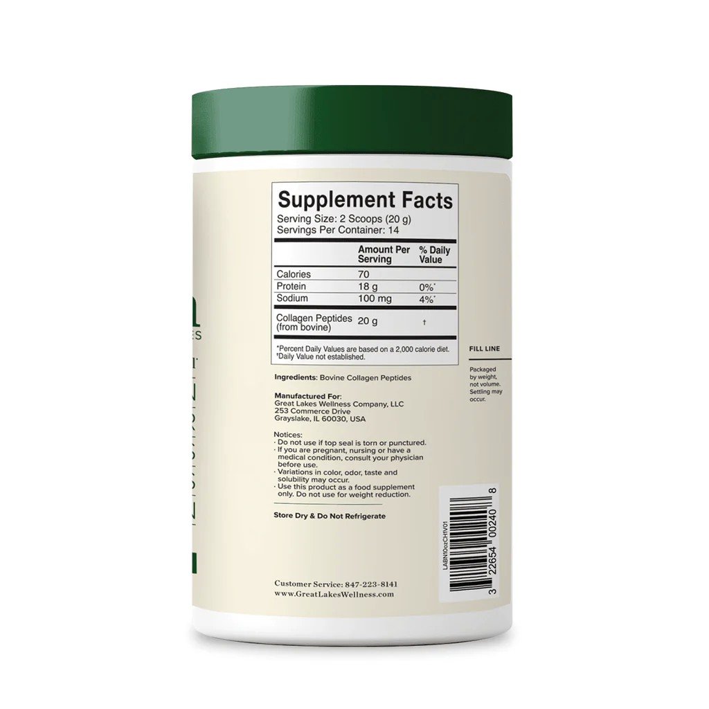 Great Lakes Wellness Collagen Peptides-Unflavored 10 oz (284 g) Powder