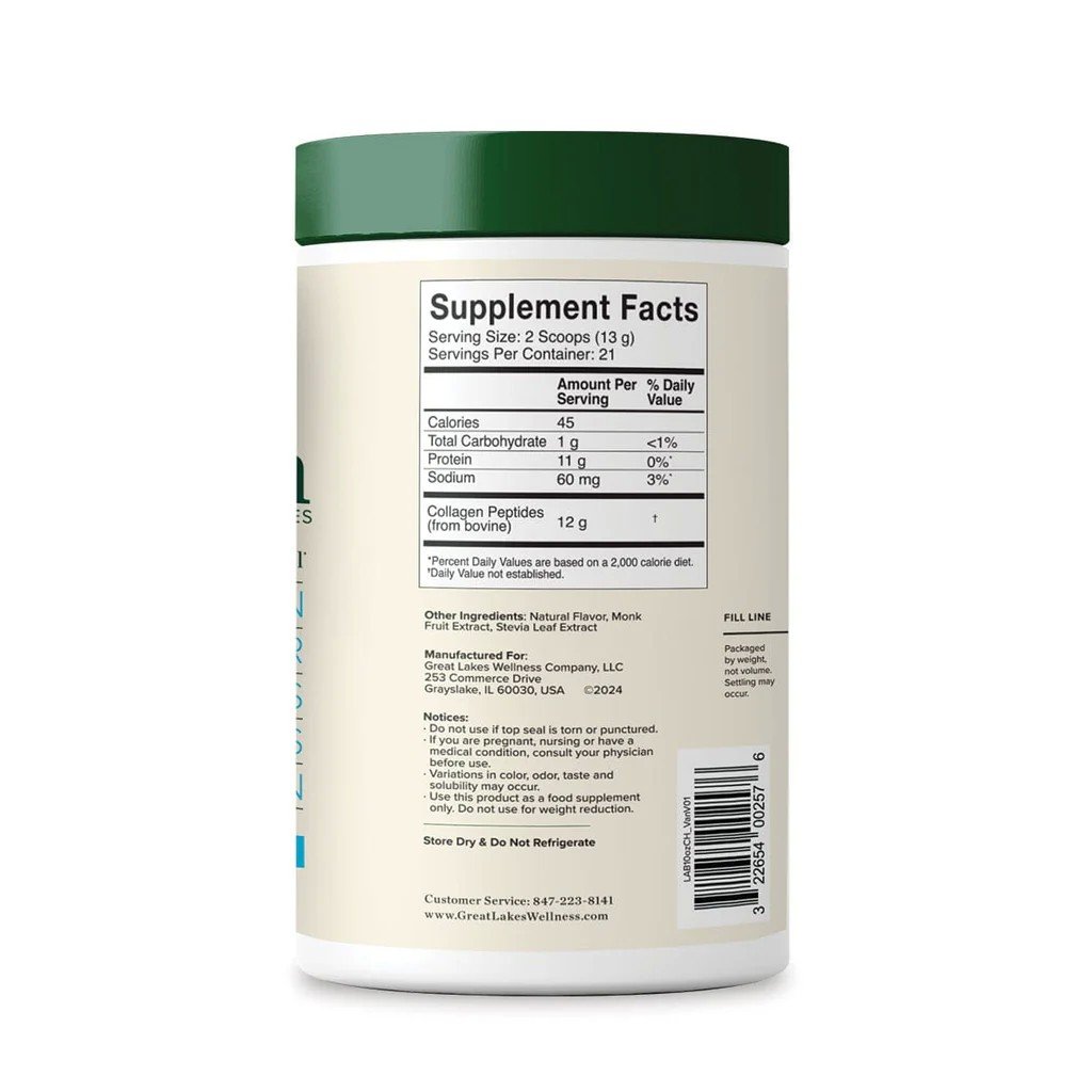 Great Lakes Wellness Collagen Peptides-Vanilla 10 oz (284 g) Powder