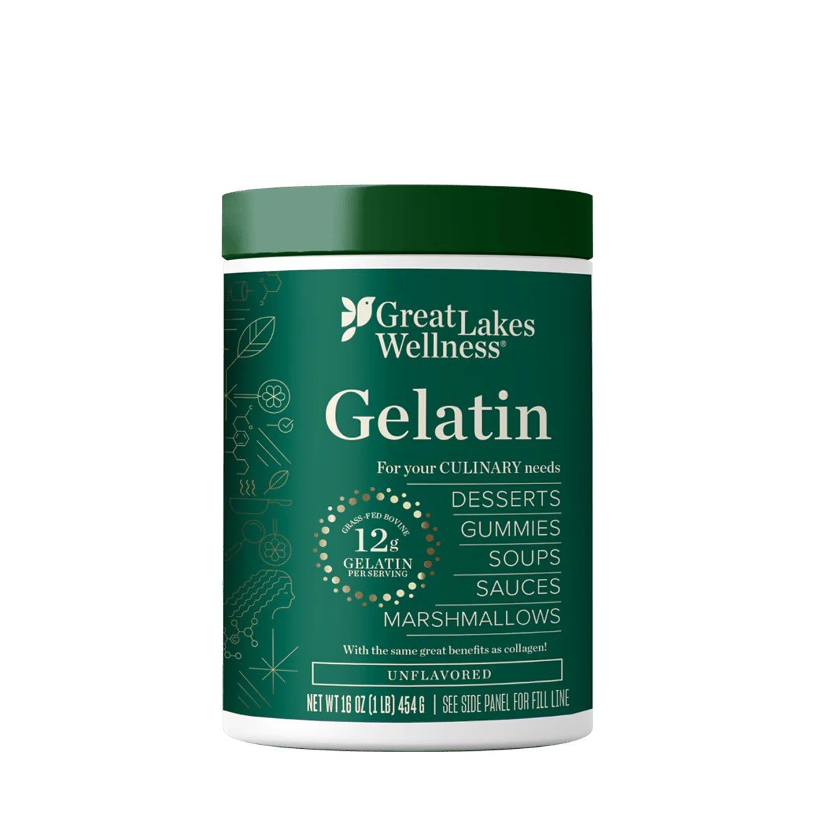Great Lakes Wellness Beef Gelatin Unflavored 1 lbs Powder