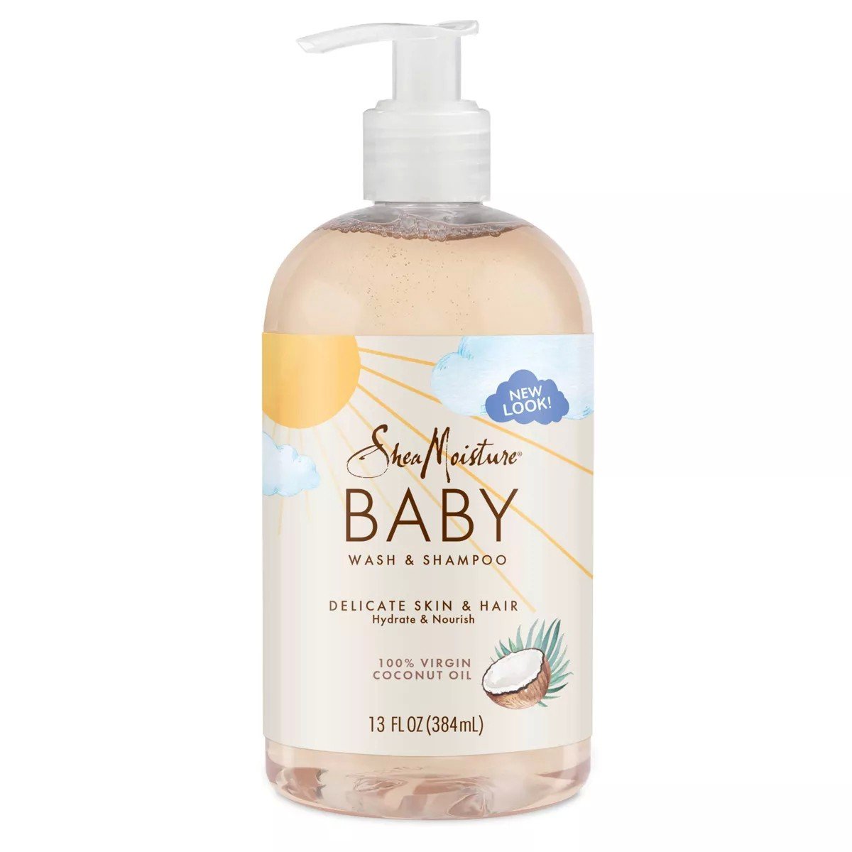 Shea Moisture 100% Virgin Coconut Oil Baby Wash & Shampoo 13 oz Liquid