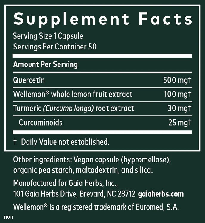 Gaia Herbs Quercetin Synergy 50 Capsule