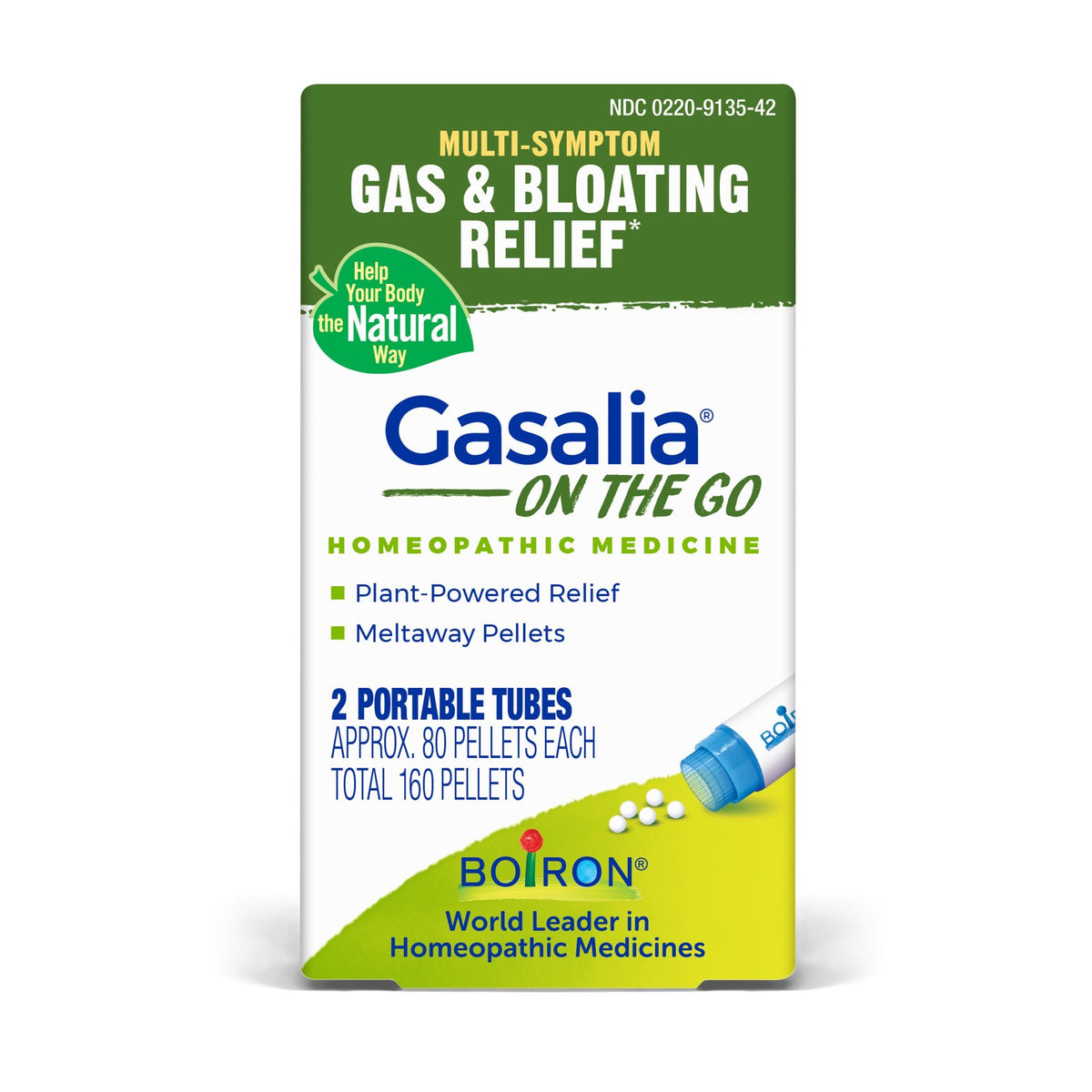 Boiron Gasalia On the Go Homeopathic Medicine for Gas &amp; Bloating Relief 2 Tubes Box