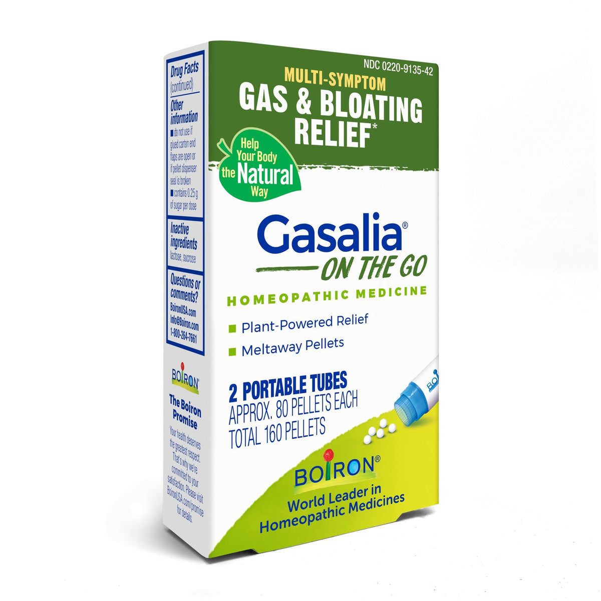 Boiron Gasalia On the Go Homeopathic Medicine for Gas &amp; Bloating Relief 2 Tubes Box