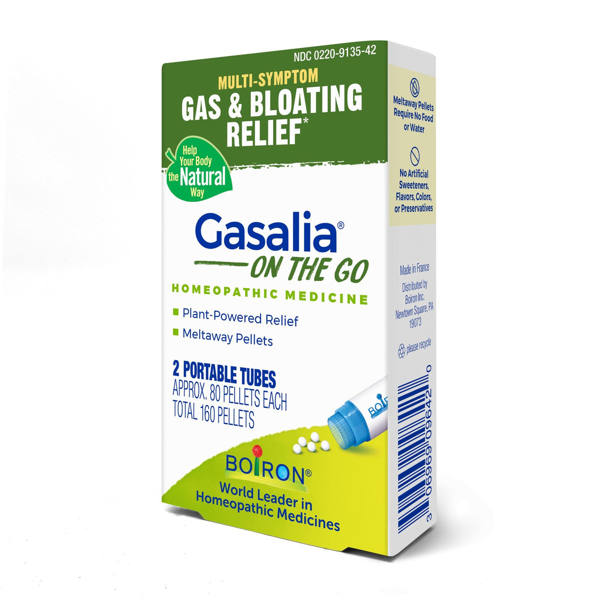 Boiron Gasalia On the Go Homeopathic Medicine for Gas &amp; Bloating Relief 2 Tubes Box