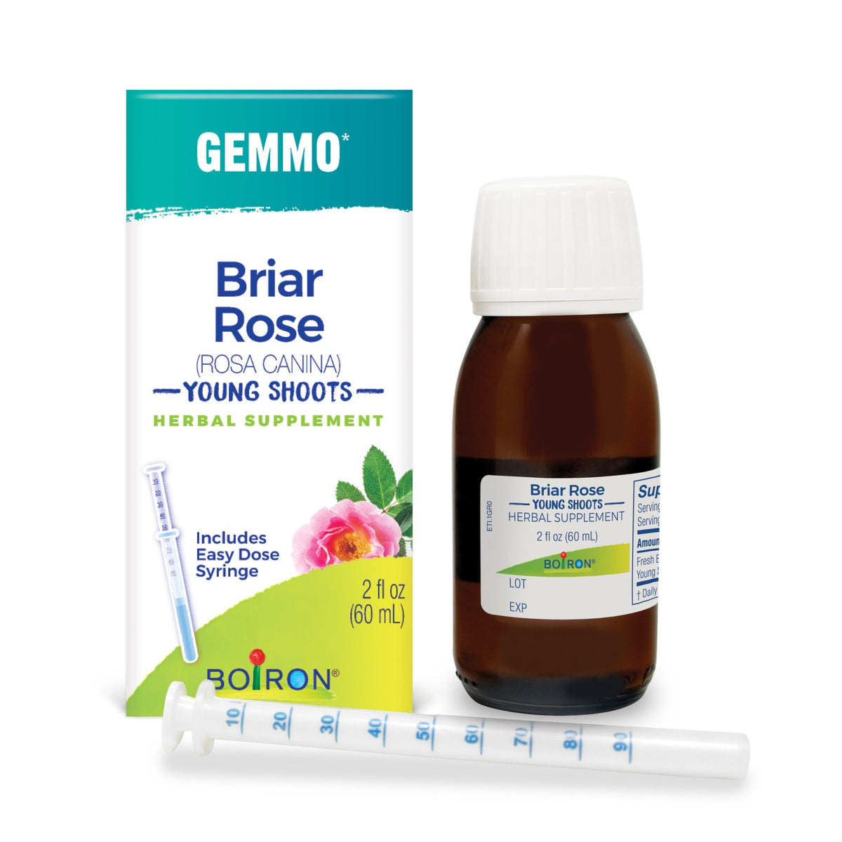 Briar Rose Young Shoots Extract | Boiron Gemmo | Rosa Canina | Herbal Supplement | 2 fluid ounces Liquid | 60 milliliters | VitaminLife