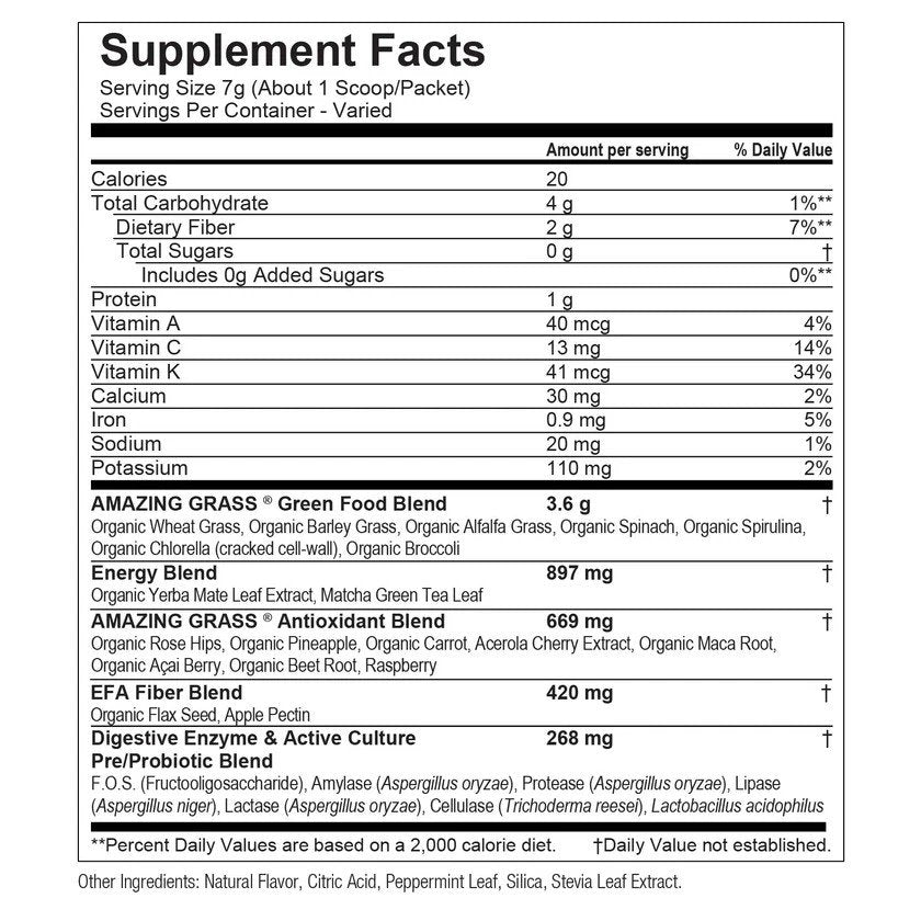 Amazing Grass Greens Blend Energy - Lemon-Lime 1.54 lb Powder