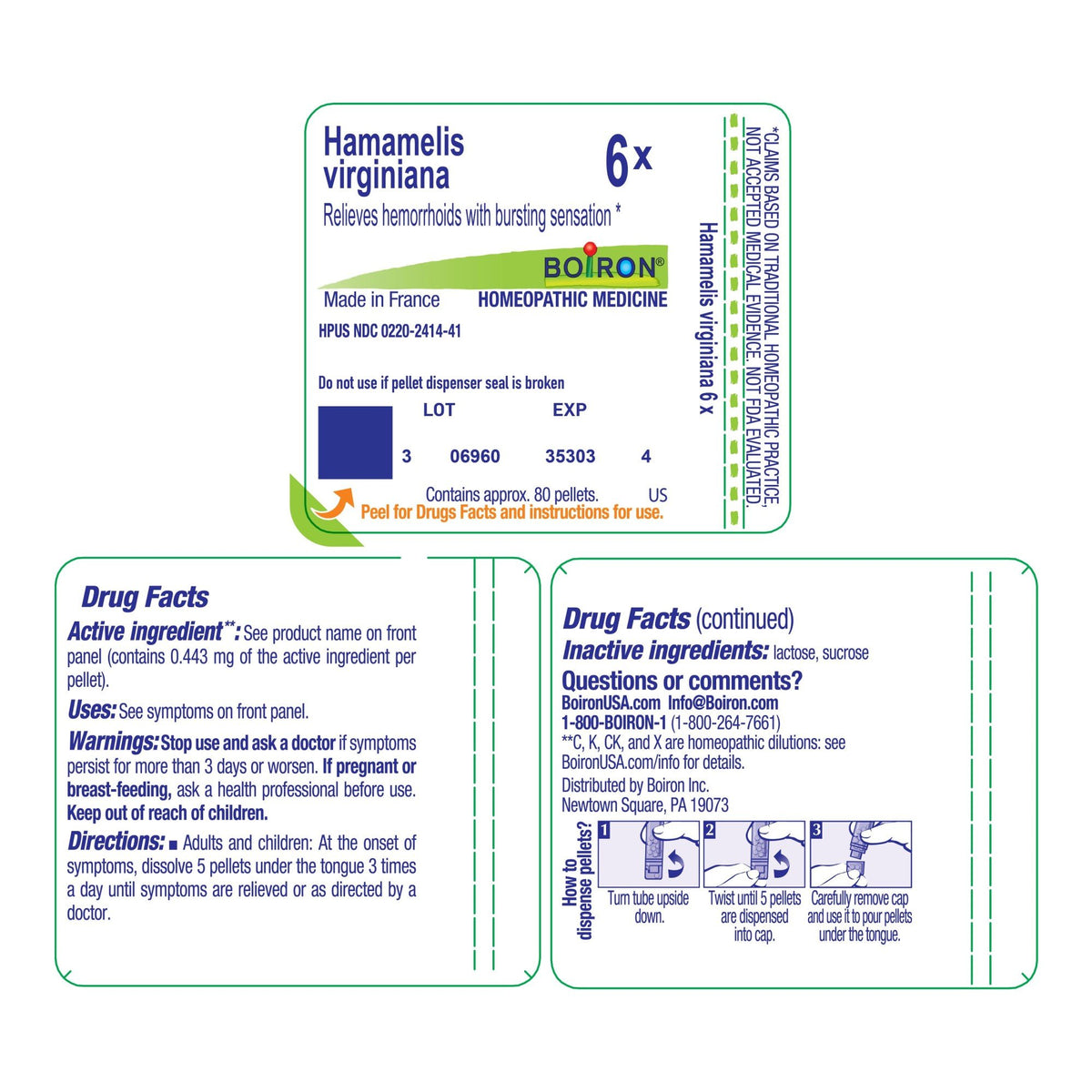 Boiron Hamamelis Virginiana 6X Homeopathic Single Medicine For Personal Care 80 Pellet