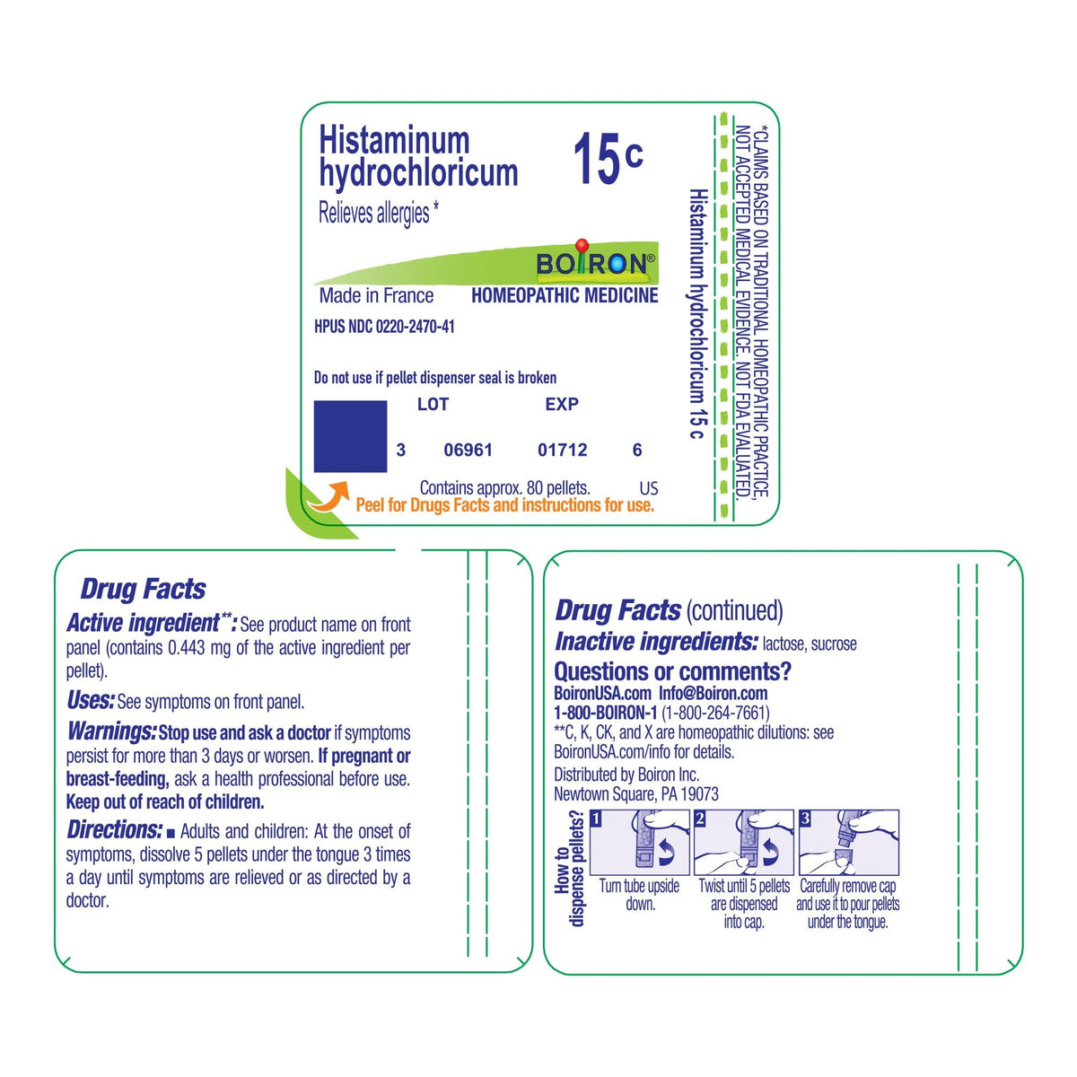 Boiron Histaminum Hydrochloricum 15C Homeopathic Single Medicine For Allergy 80 Pellet