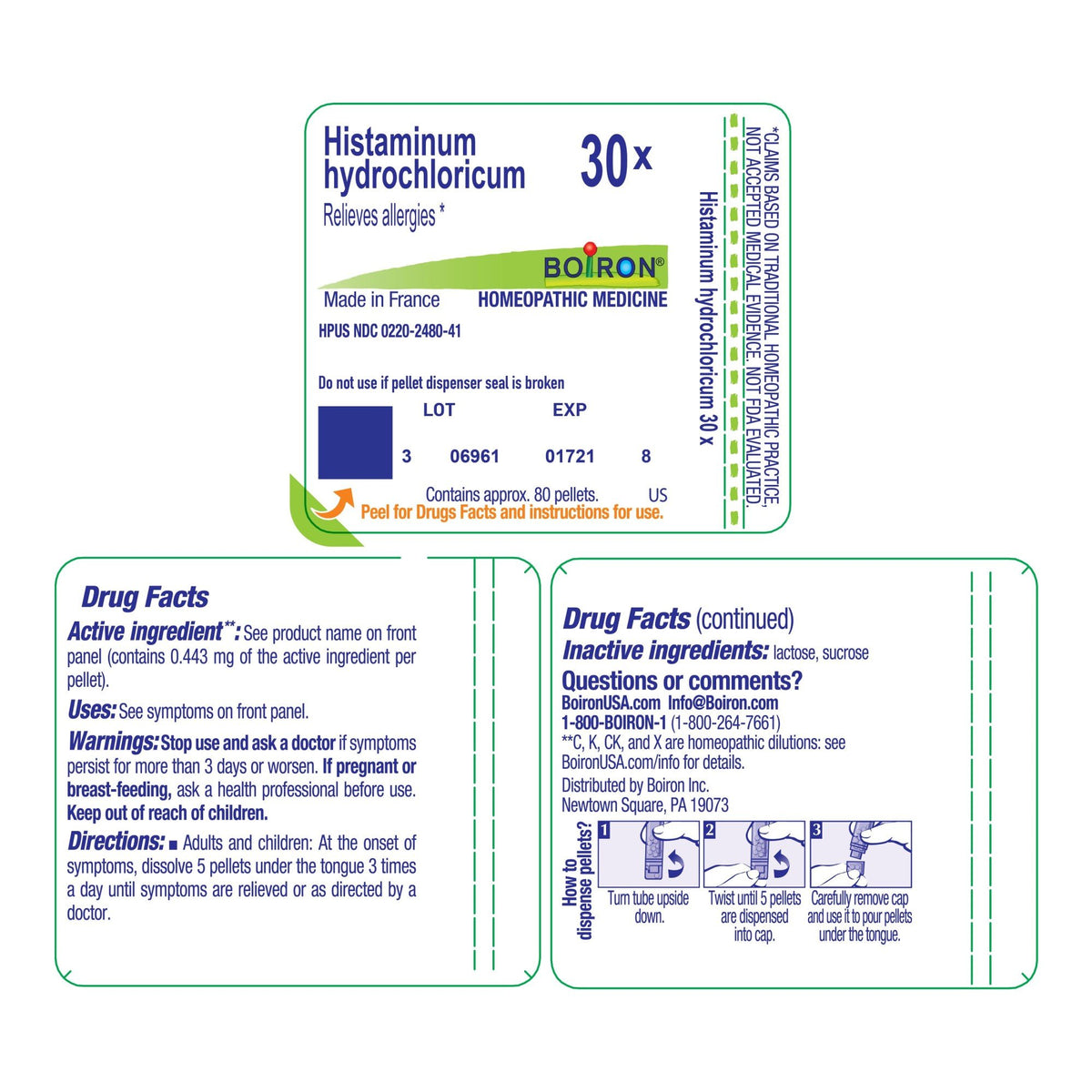 Boiron Histaminum Hydrochloricum 30X Homeopathic Single Medicine For Allergy 80 Pellet