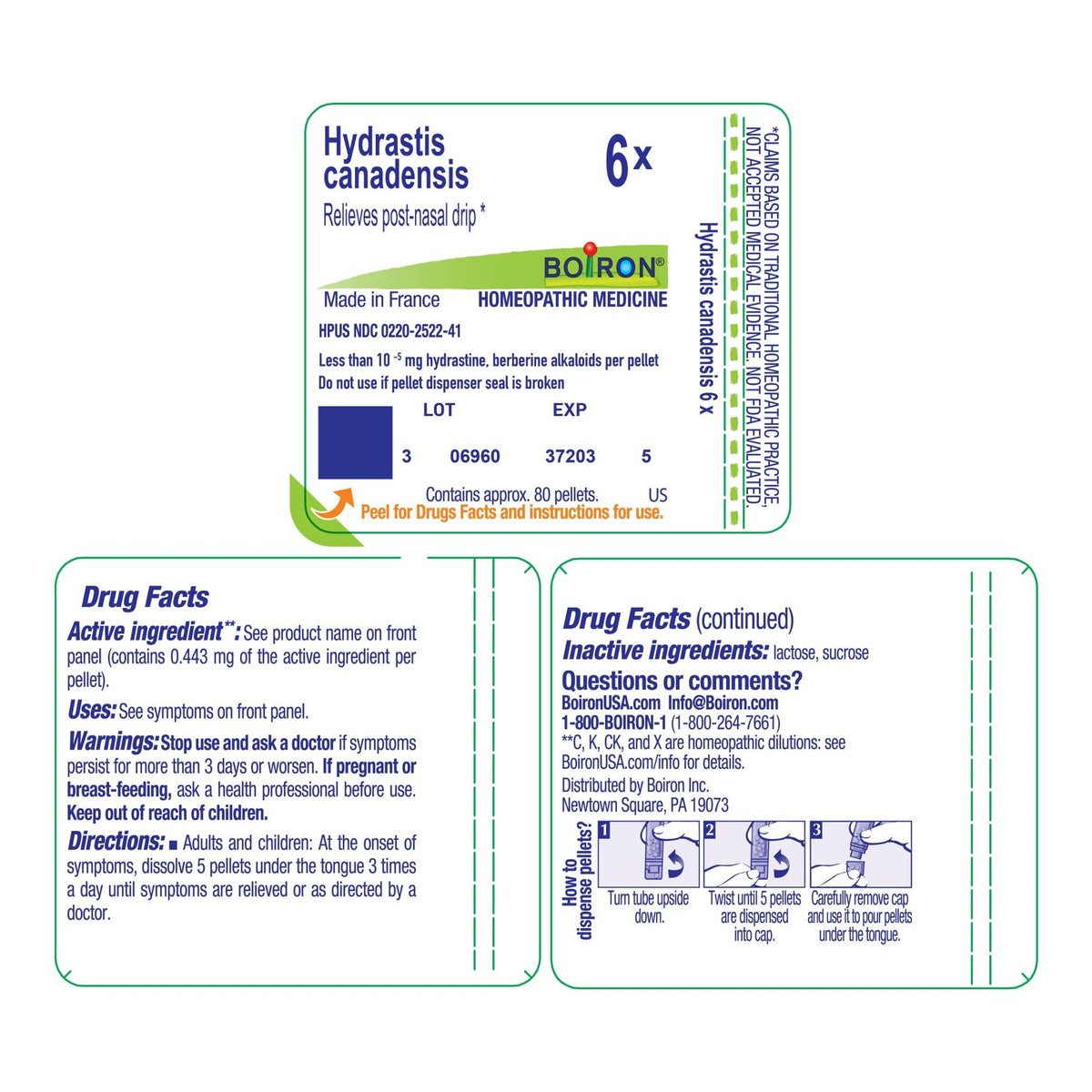 Boiron Hydrastis Canadensis 9C Homeopathic Single Medicine For Cough, Cold &amp; Flu 80 Pellet