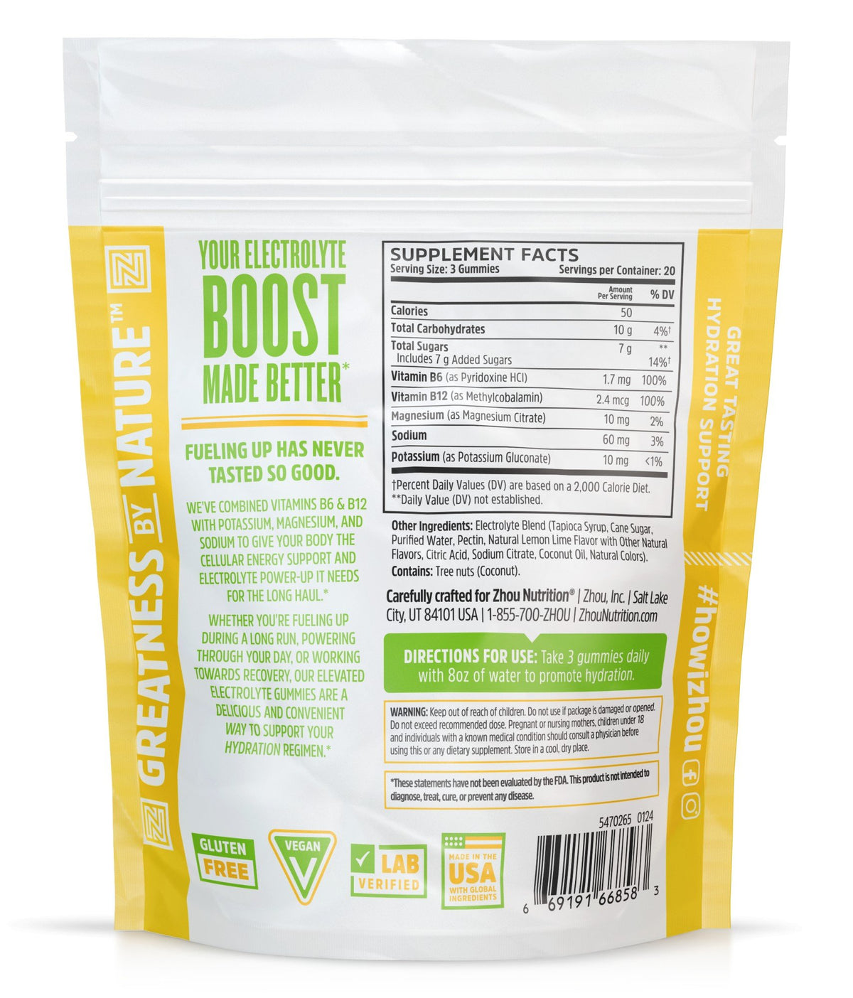 Zhou Nutrition Hydro-Fuel Gummies Lemon Lime 60 Gummy